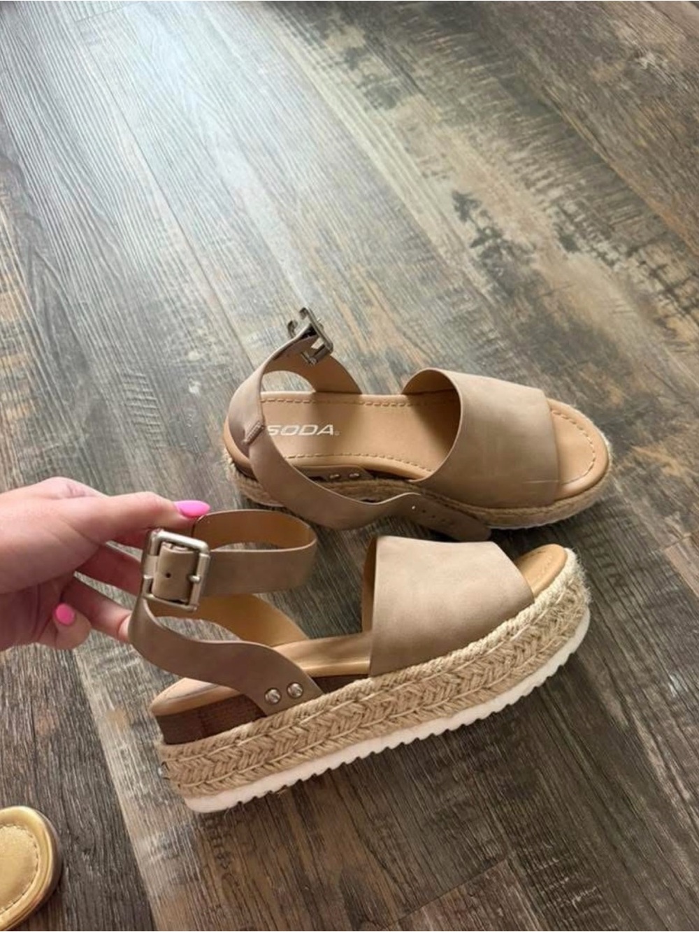 Soda Taupe Espadrille Platform Sandals